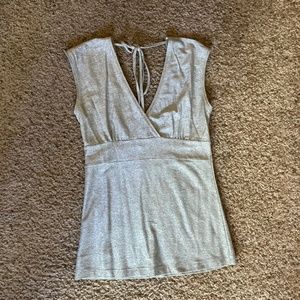 Mango Silver Sparkle Short Sleeve v neck top Size XS